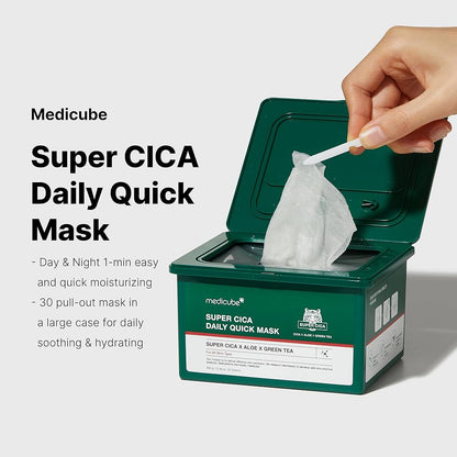 Medicube - Super Cica Daily Quick Mask - veido kaukių rinkinys 30 vnt.